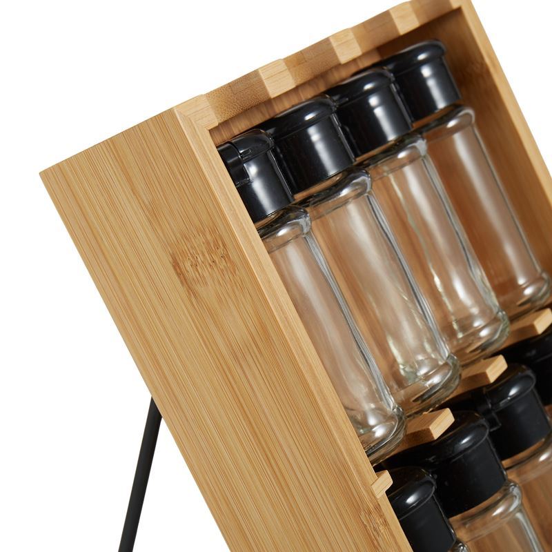 Kitchen Spice Rack with 8 Glass Canisters – Compact Countertop Storage Set - Baristas Tools