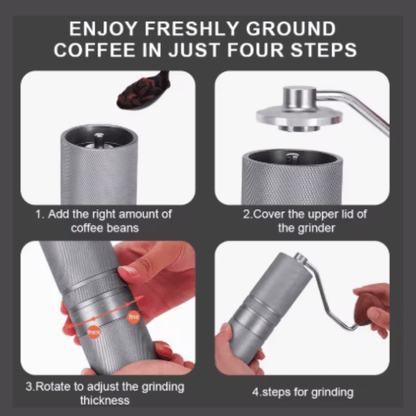 Manual Coffee Grinder – Titanium Burr Hand Grinder with 60 Grind Settings for Espresso, Pour Over & French Press - Baristas Tools