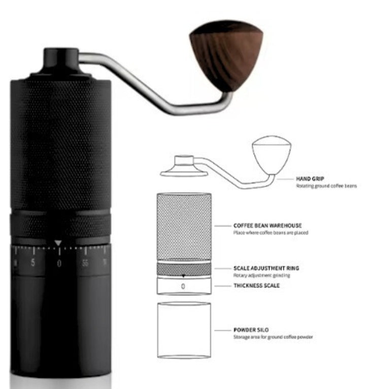 Manual Coffee Grinder with 10 - Star Stainless Steel Burr - Baristas Tools