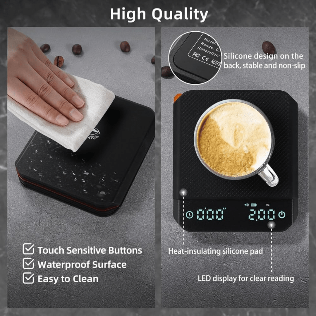 Mini Coffee Scale with Timer – USB Rechargeable & 0.1g Precision Focused - Baristas Tools