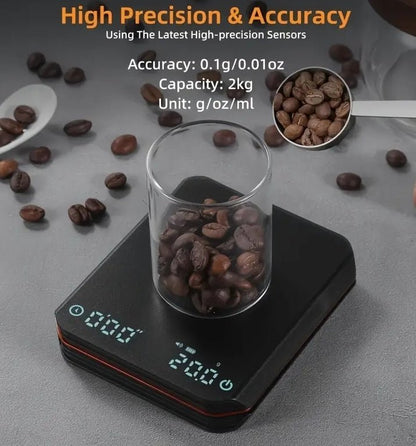 Mini Coffee Scale with Timer – USB Rechargeable & 0.1g Precision Focused - Baristas Tools