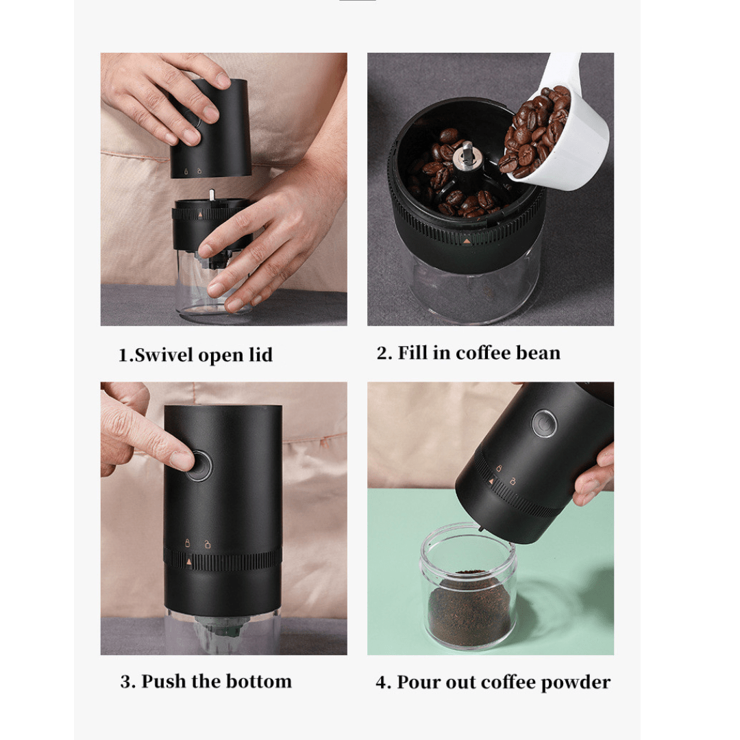 Portable Electric Coffee Grinder – USB Rechargeable Ceramic Burr Grinder for Travel, Camping & Home Brewing - Baristas Tools