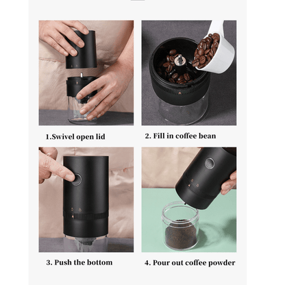 Portable Electric Coffee Grinder – USB Rechargeable Ceramic Burr Grinder for Travel, Camping & Home Brewing - Baristas Tools