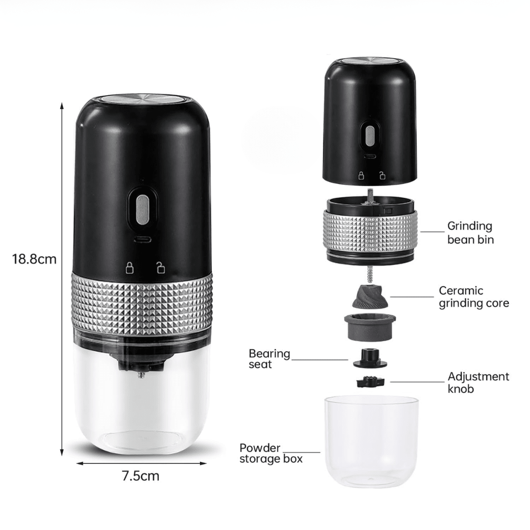 Portable Electric Coffee Grinder – USB Rechargeable Mini Grinder for Travel & Home - Baristas Tools