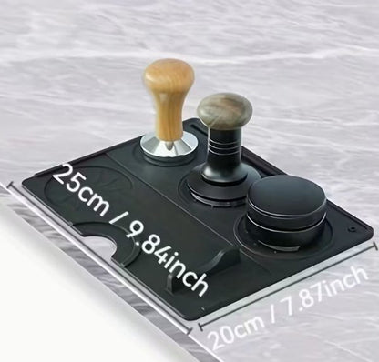 Premium Heat - Resistant Silicone Coffee Tamping Mat – Anti - Slip Barista Tamper Pad with Portafilter Rest and Tool Grooves - Baristas Tools