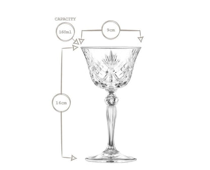 RCR Melodia Champagne Saucers 160ml – Set of 6 | Premium Luxion Crystal Glassware Made in Italy - Baristas Tools