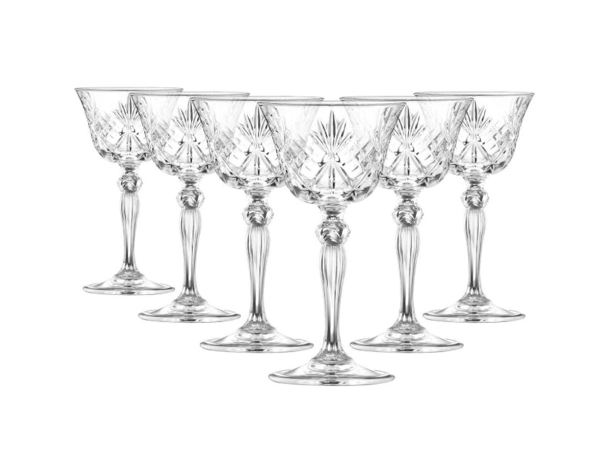 RCR Melodia Champagne Saucers 160ml – Set of 6 | Premium Luxion Crystal Glassware Made in Italy - Baristas Tools