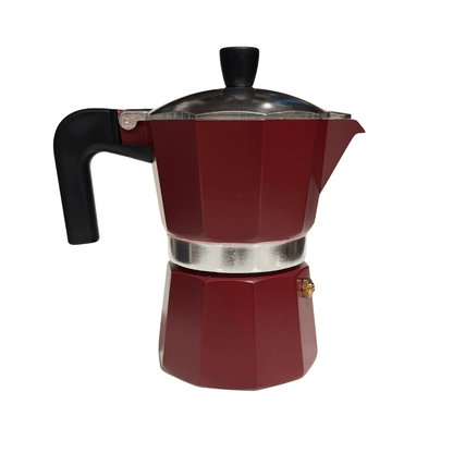 Ruby Red Stovetop Moka Pot Coffee Maker 3 Cup - Baristas Tools