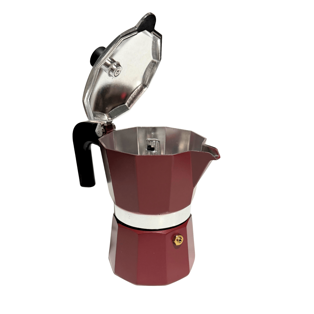 Ruby Red Stovetop Moka Pot Coffee Maker 3 Cup - Baristas Tools