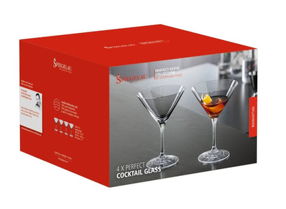 Spiegelau Perfect Serve Cocktail Glass Set of 4 – Manhattan Style - HIGH quality Crystal Glass - Baristas Tools