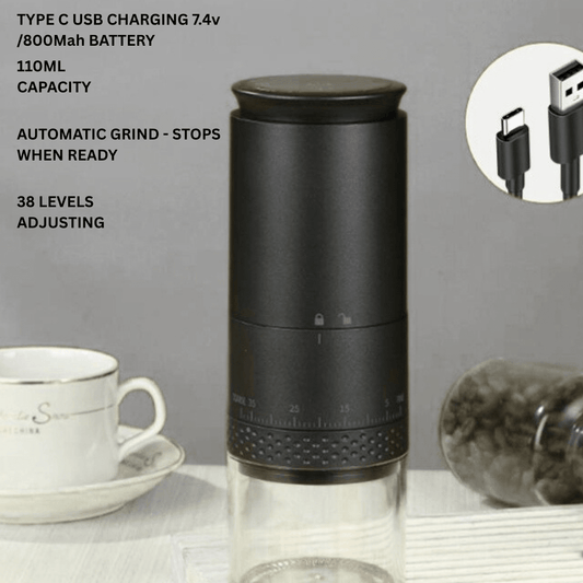 Type-C Fast Charging Portable Coffee Grinder – Stainless Steel Core - Baristas Tools