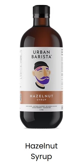 Urban Barista Syrups – 1L Bottles (Vanilla, Hazelnut, Caramel) Natural Ingredients. Barista - Approved Flavour. - Baristas Tools
