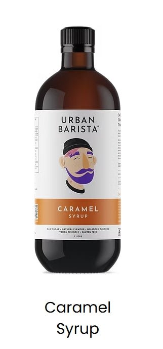 Urban Barista Syrups – 1L Bottles (Vanilla, Hazelnut, Caramel) Natural Ingredients. Barista - Approved Flavour. - Baristas Tools
