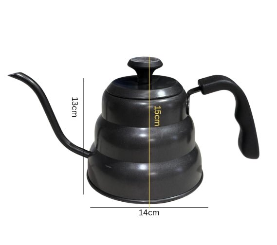 V60 Pour Over Kettle – 1000ml Black Stainless Steel with Thermometer - Baristas Tools