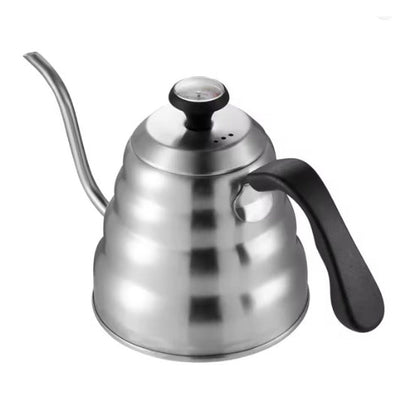 V60 Pour Over Kettle – 1000ml Silver Stainless Steel with Thermometer - Baristas Tools