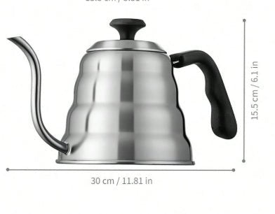 V60 Pour Over Kettle – 1000ml Silver Stainless Steel with Thermometer - Baristas Tools
