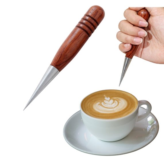 WOODEN LATTE ART PEN WITH STAINLESS STEEL TIP - Baristas Tools